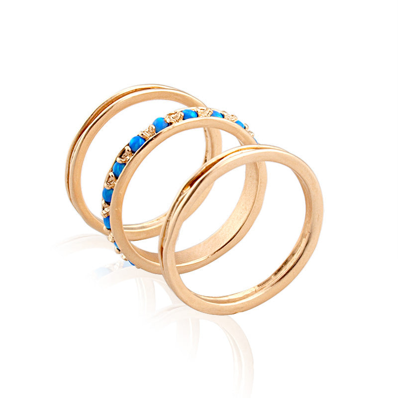 Gold filled 3 stacking rings, opal