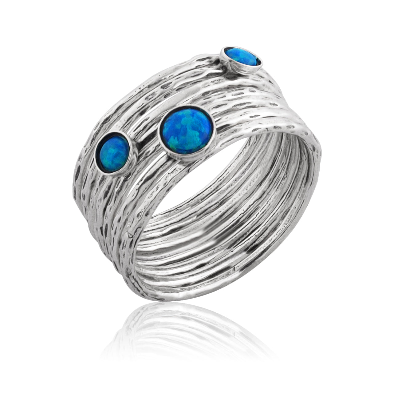 Silver 7 Stack Rings with Opal