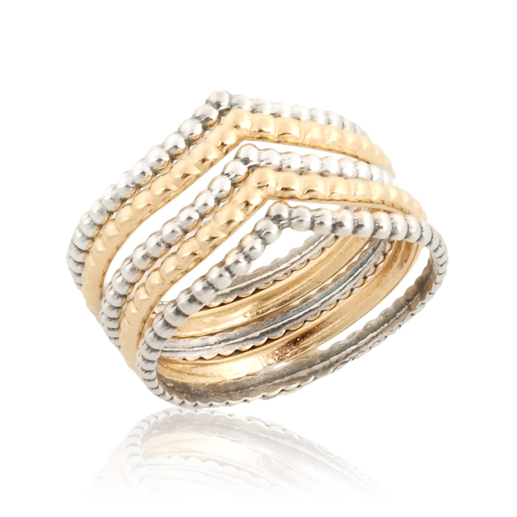 Silver and Gold Filled 5 stack Rings