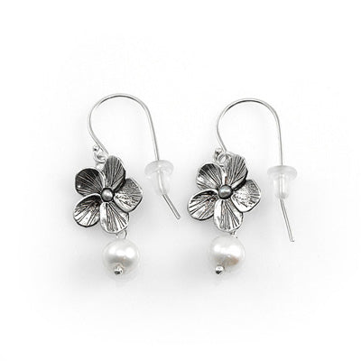 Silver Flower Earring with Pearls