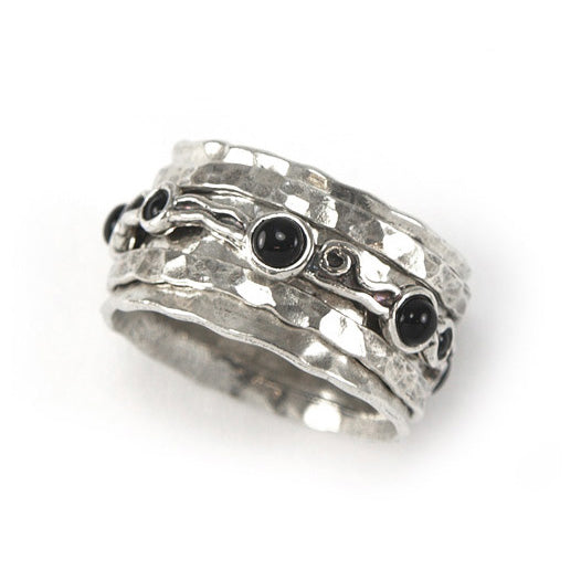 Silver Spinning Ring with Onyx