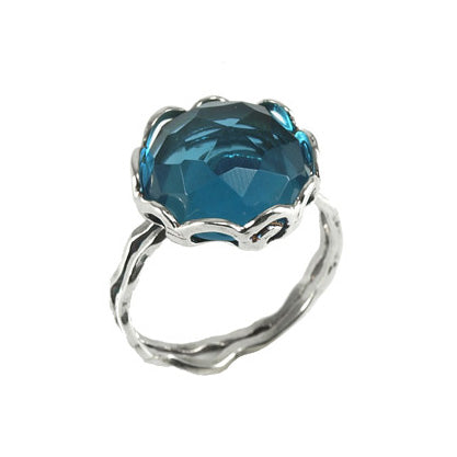 Silver Ring with Syn Bluetopaz