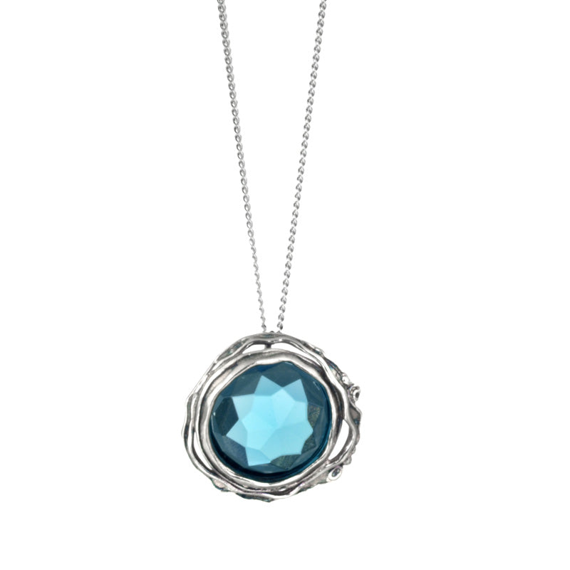 Silver Necklace with Blue Topaz