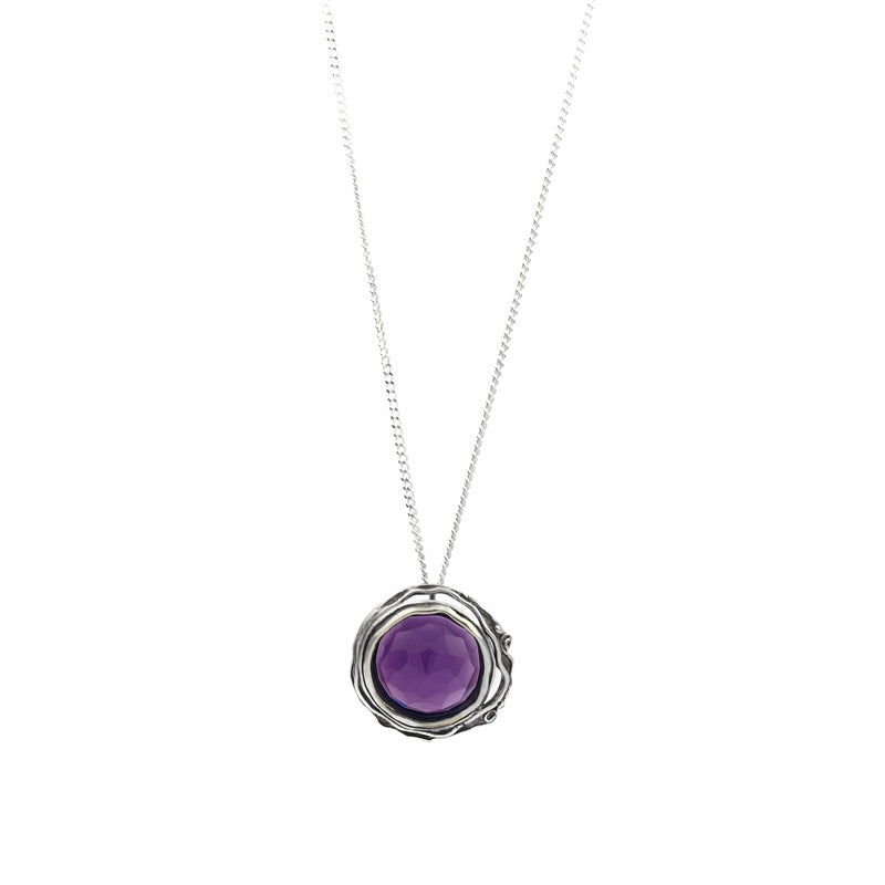 Silver Necklace with Amethyst