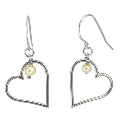 Silver Heart Set with Pearls