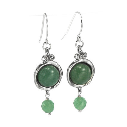Silver Earrings with Aventurine