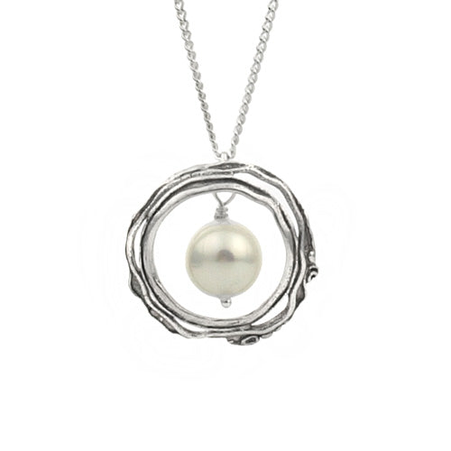 Silver Necklace with Pearl