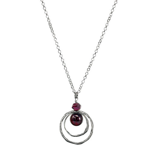 Silver Necklace With Garnet
