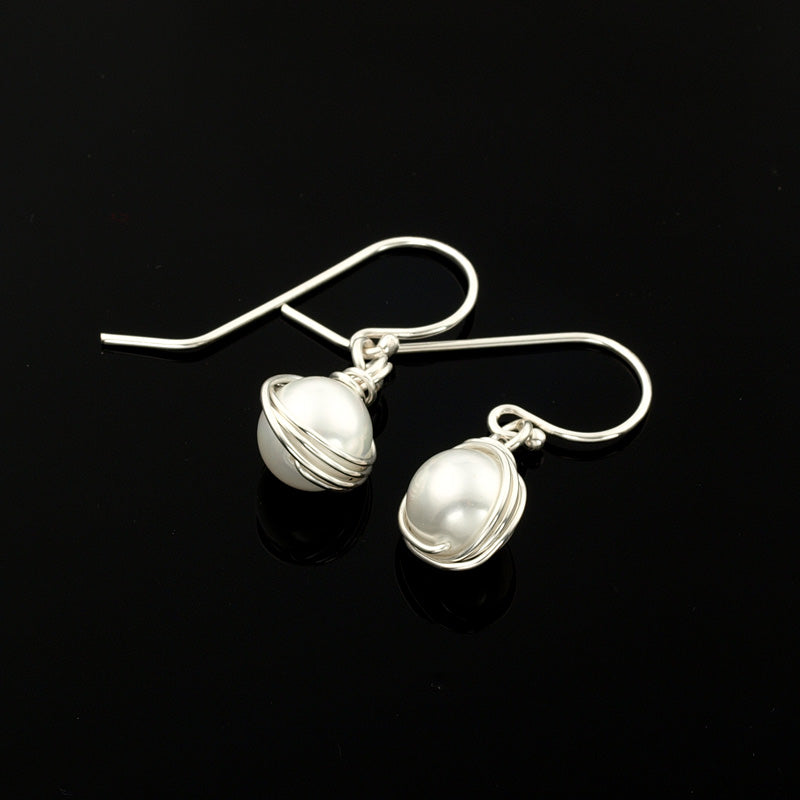 Silver Earrings with Pearl