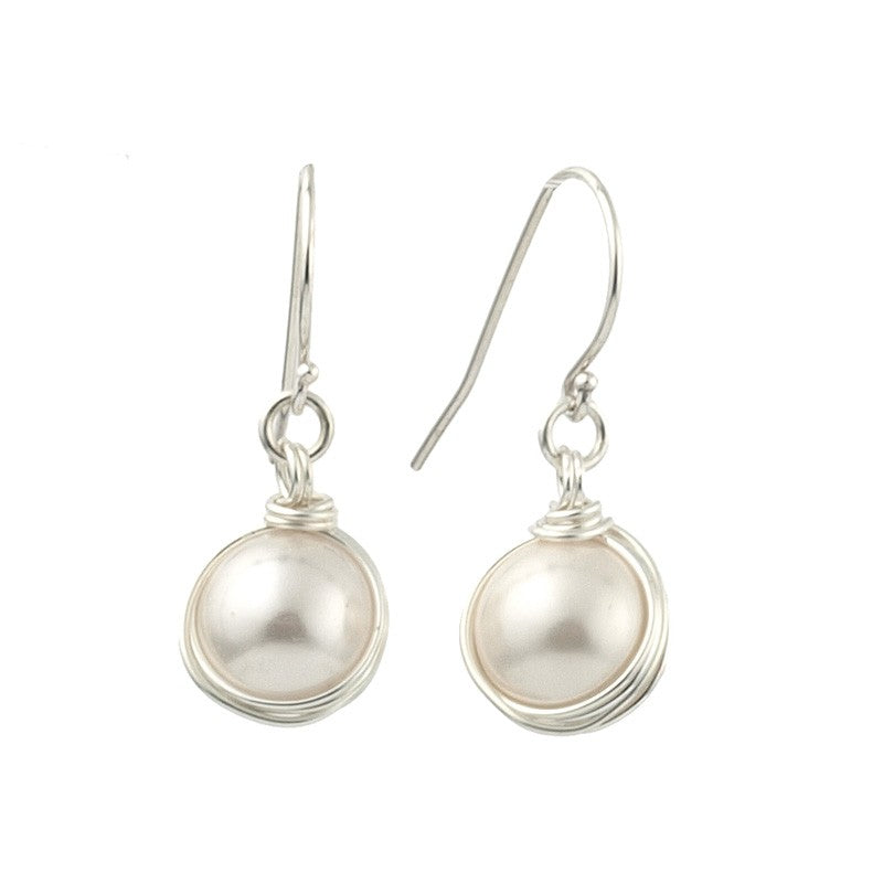 Silver Wrapped Set with Pearls - 10mm