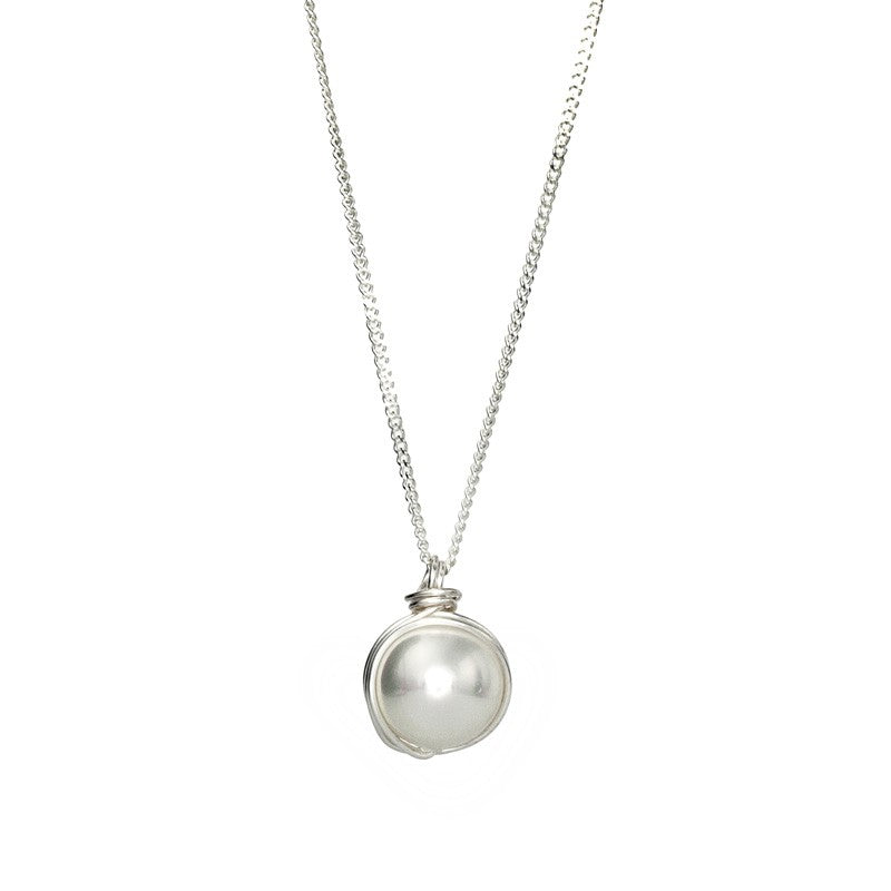 Silver Wrapped Set with Pearls - 10mm