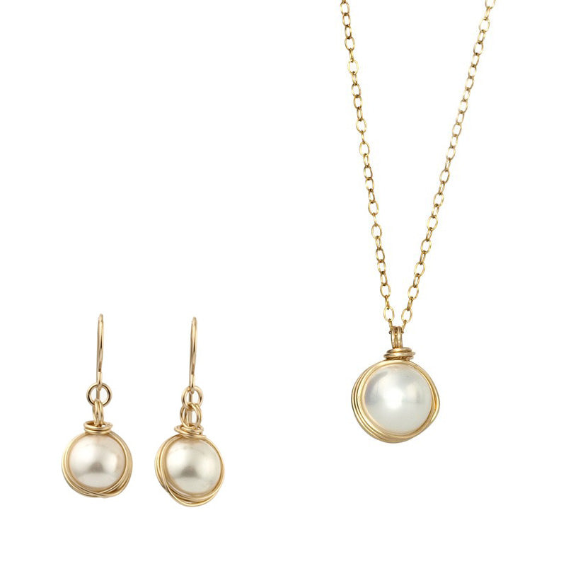 Goldfilled Wrapped Set with Pearls - 10mm