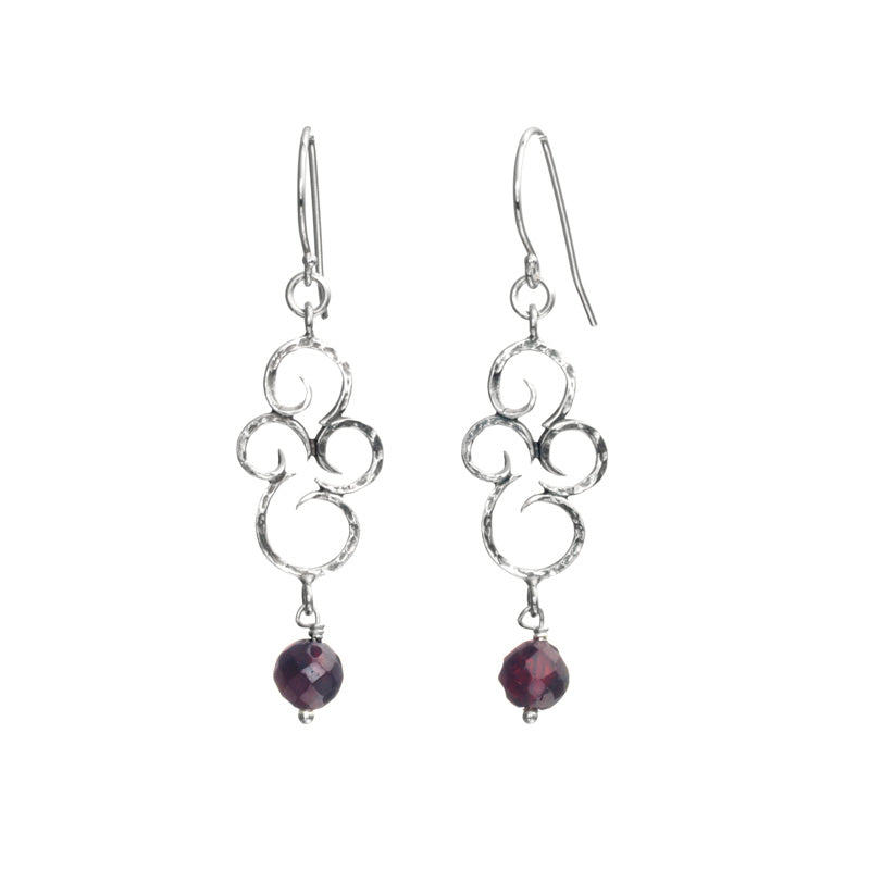 Silver Earrings with Garnet