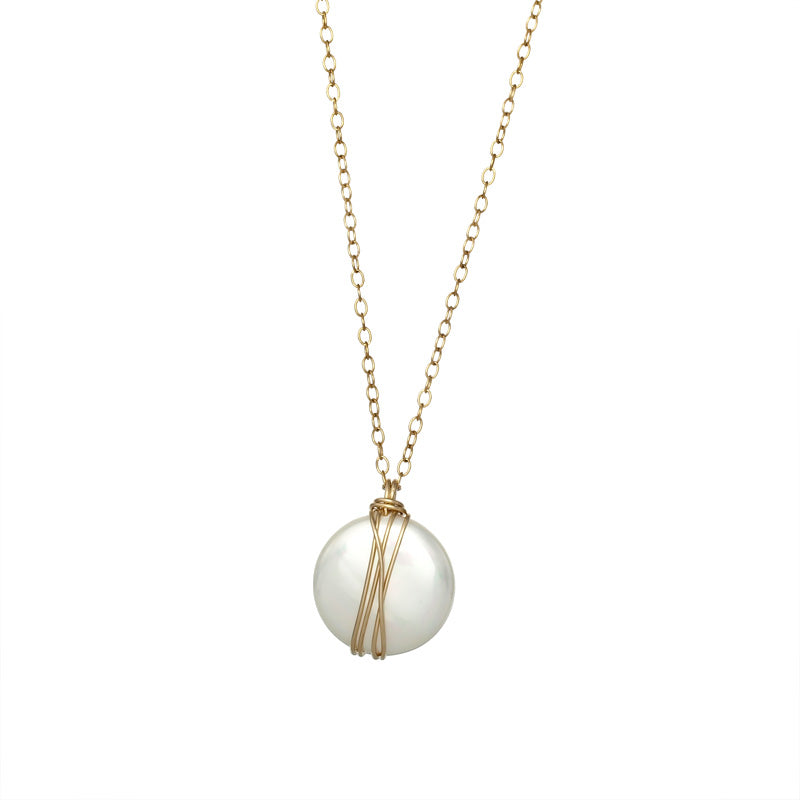 Gold Filled Necklace with Coin Mayorka Pearl