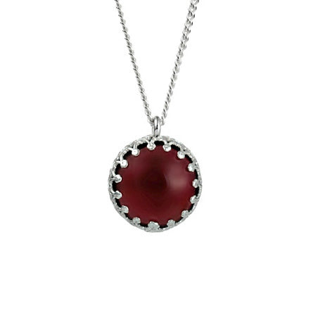 Silver Necklace with Garnet