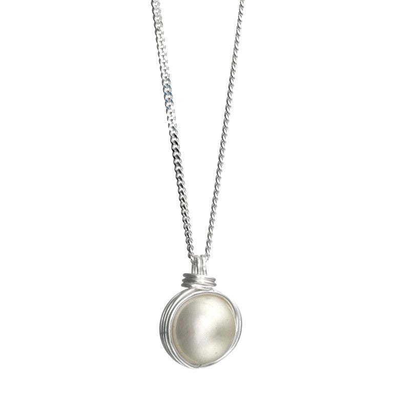 Silver Wrapped Set with Pearls - 8mm