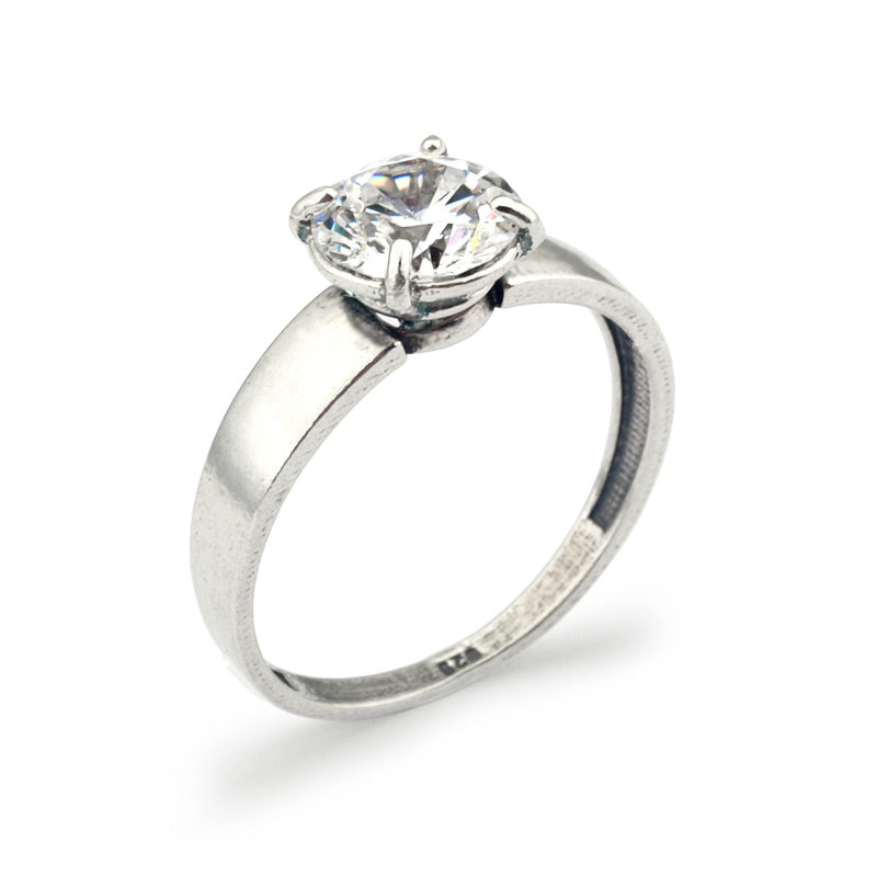 Silver Ring With Clear Zircon