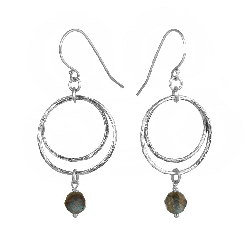 Silver hoop with Labradorite