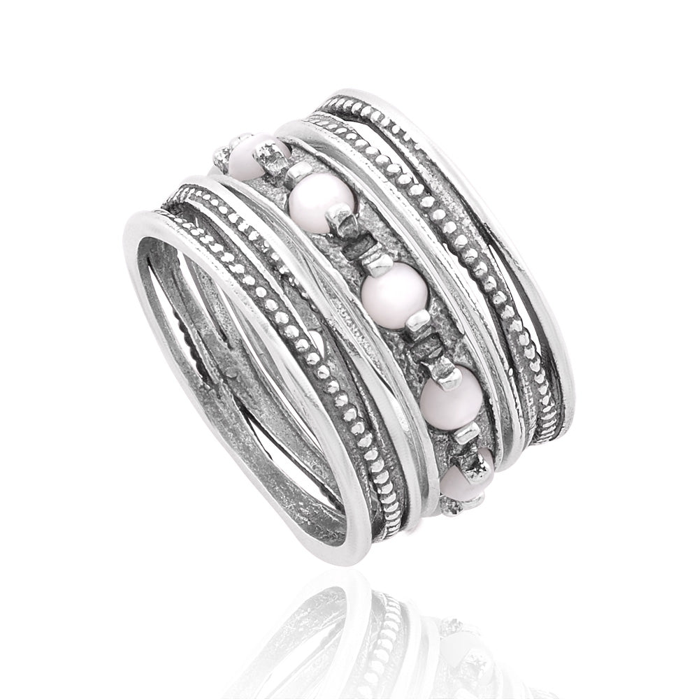 Silver Spinning Ring with Pearl
