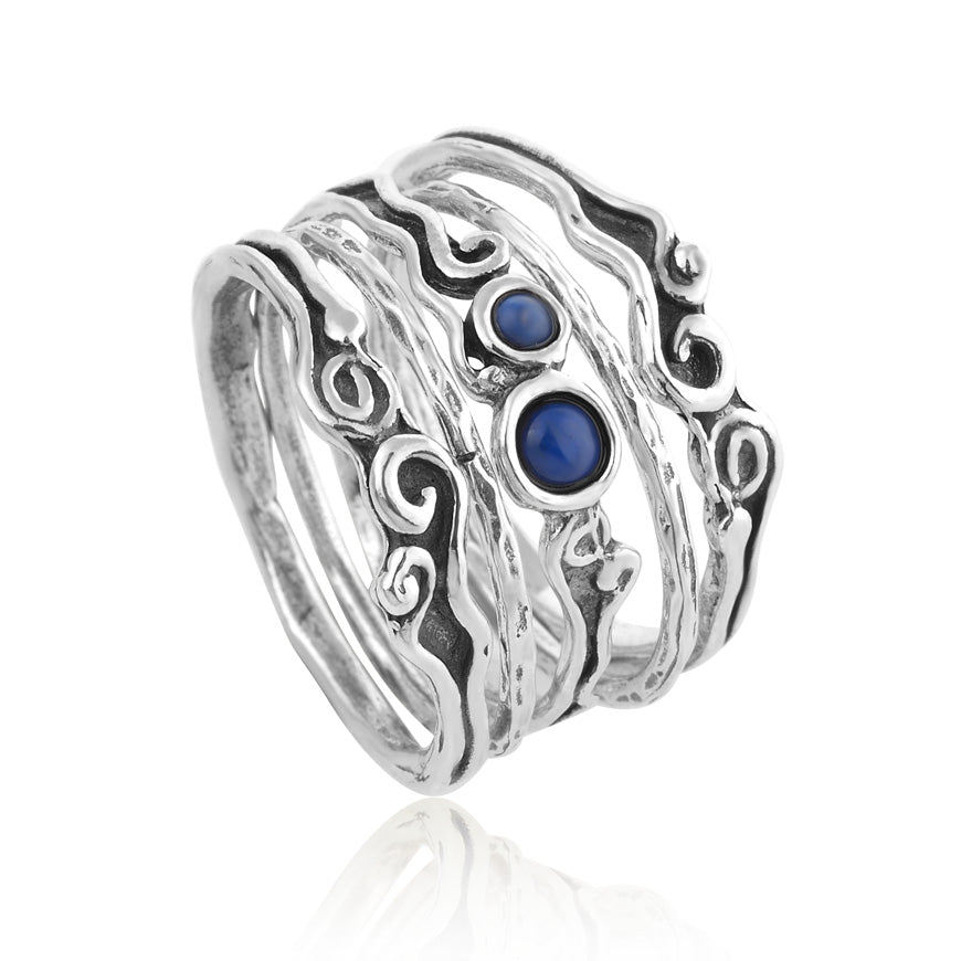 Silver Stack Rings with Lappis