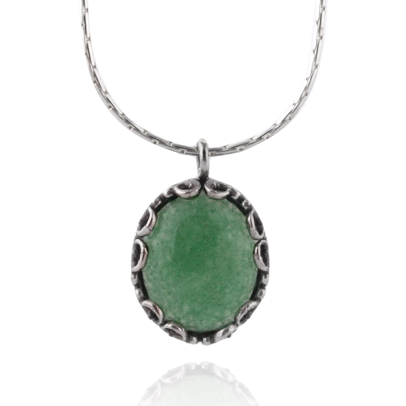 Silver Necklace with Aventurine