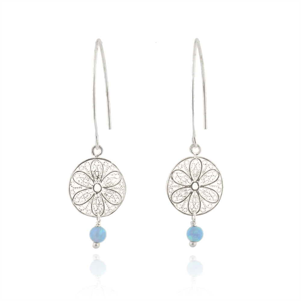 Silver Earrings with Opal