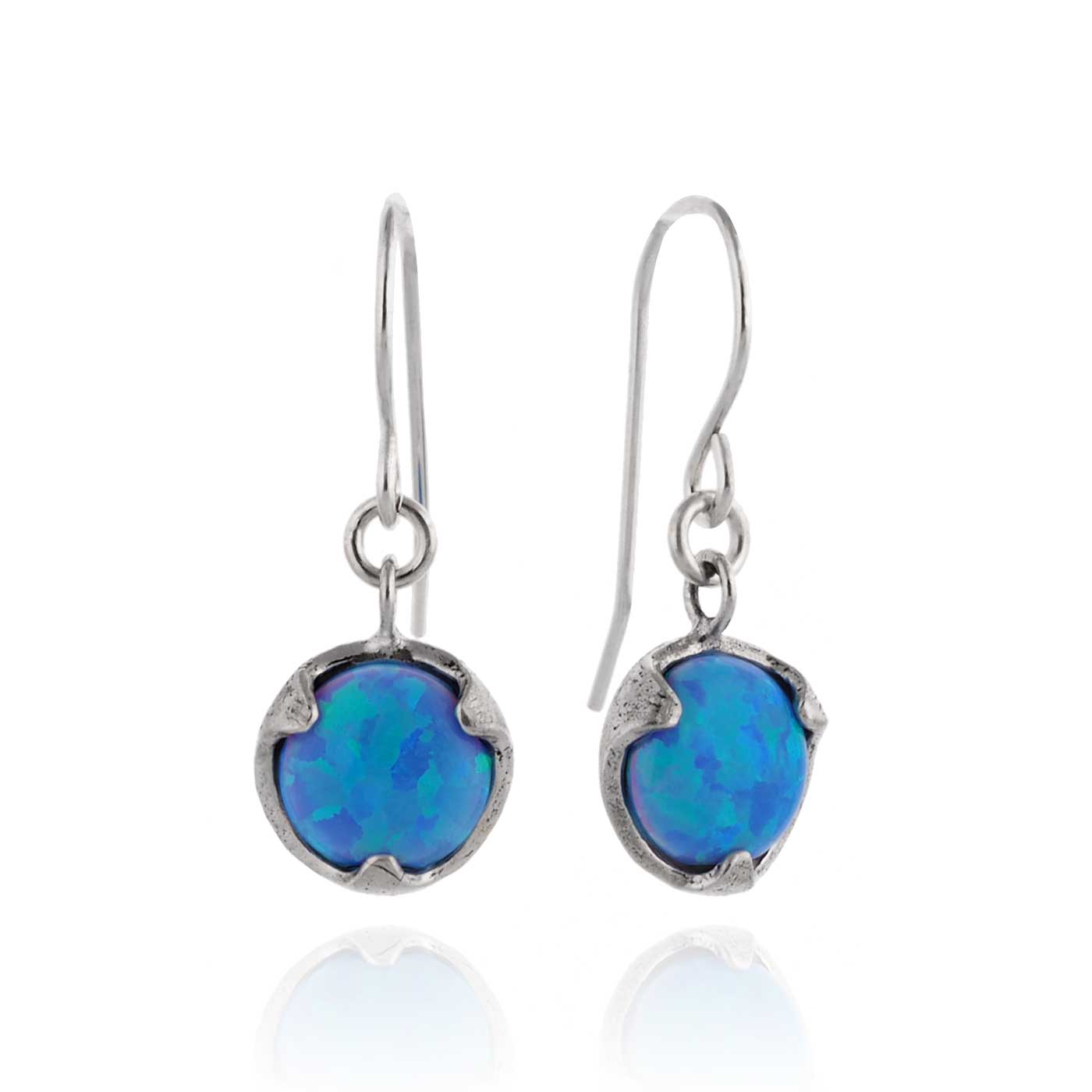 Silver Earrings with Opal