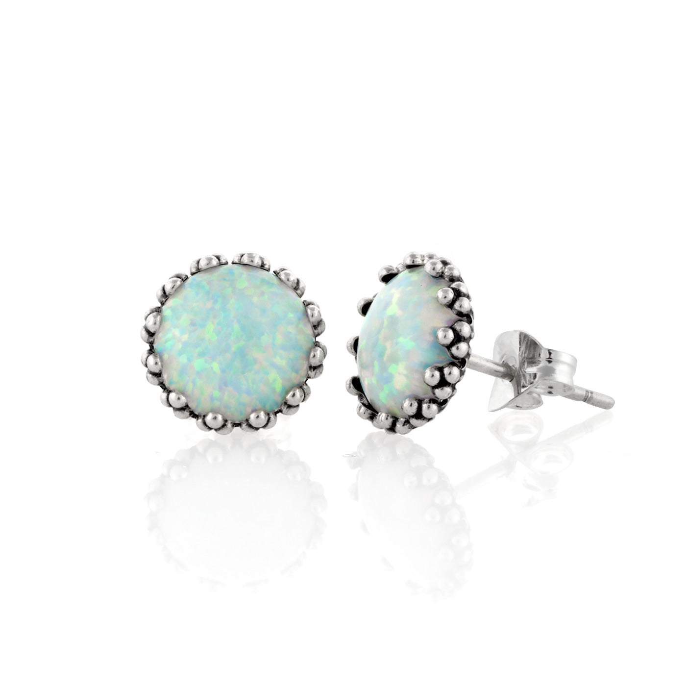Silver Earrings with Opal