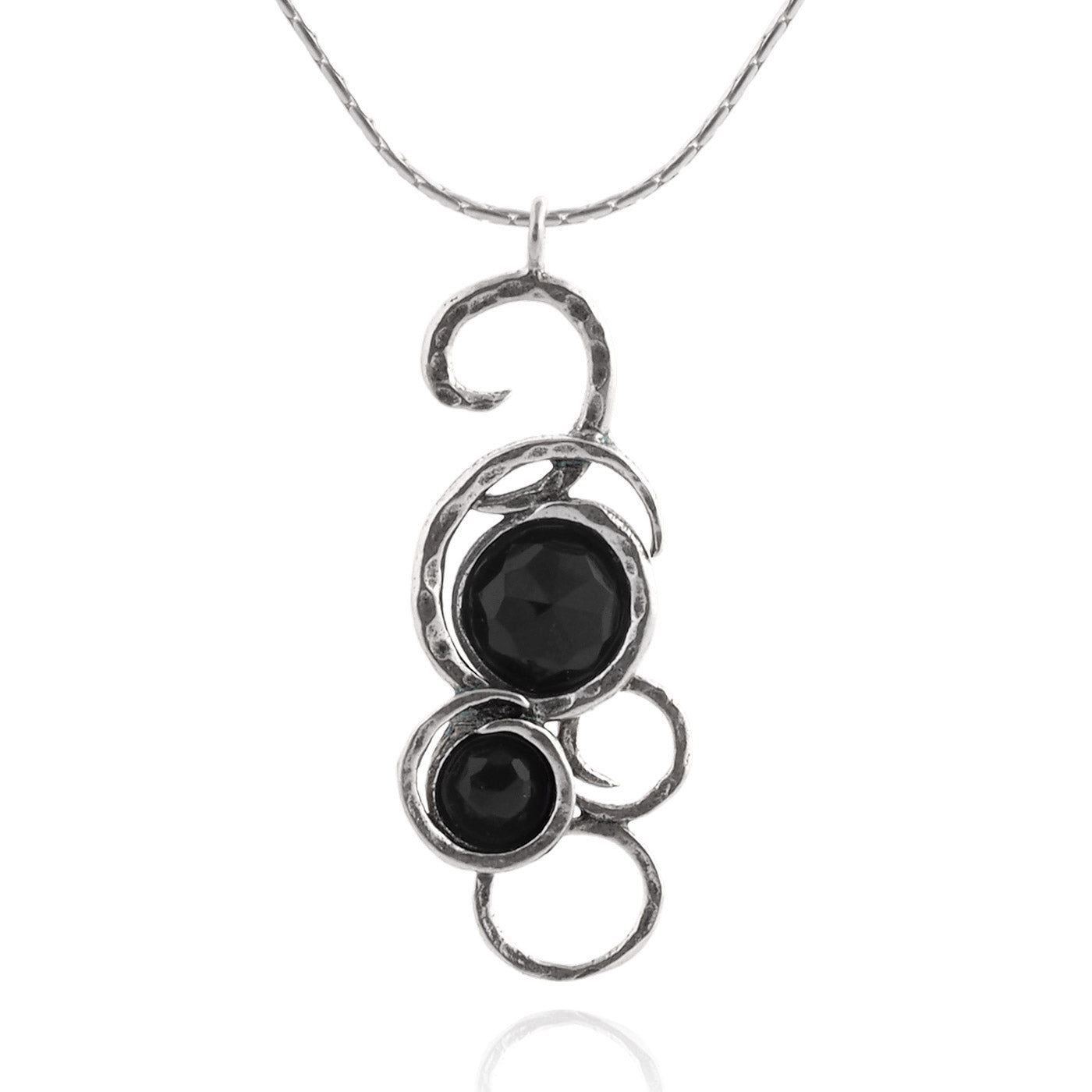 Silver Necklace with Onyx