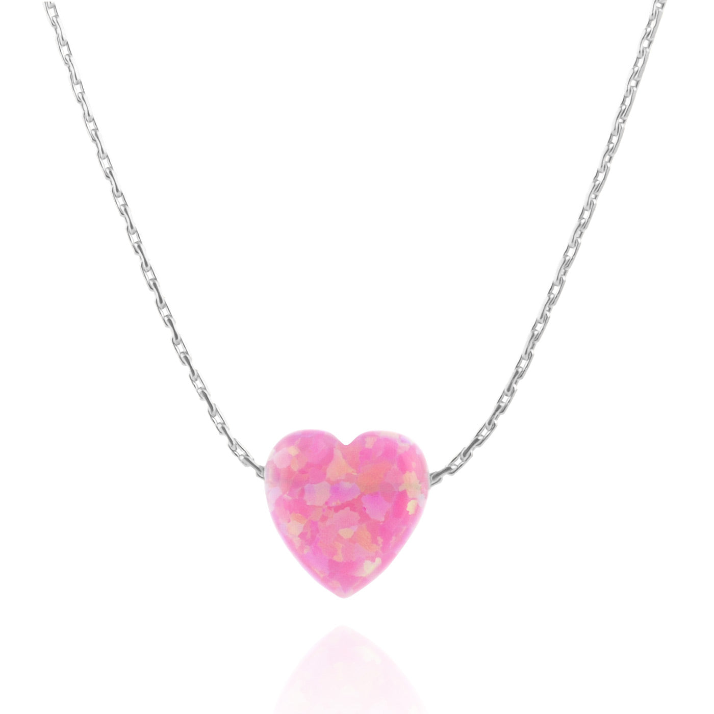 Silver Necklace with Pink Opal