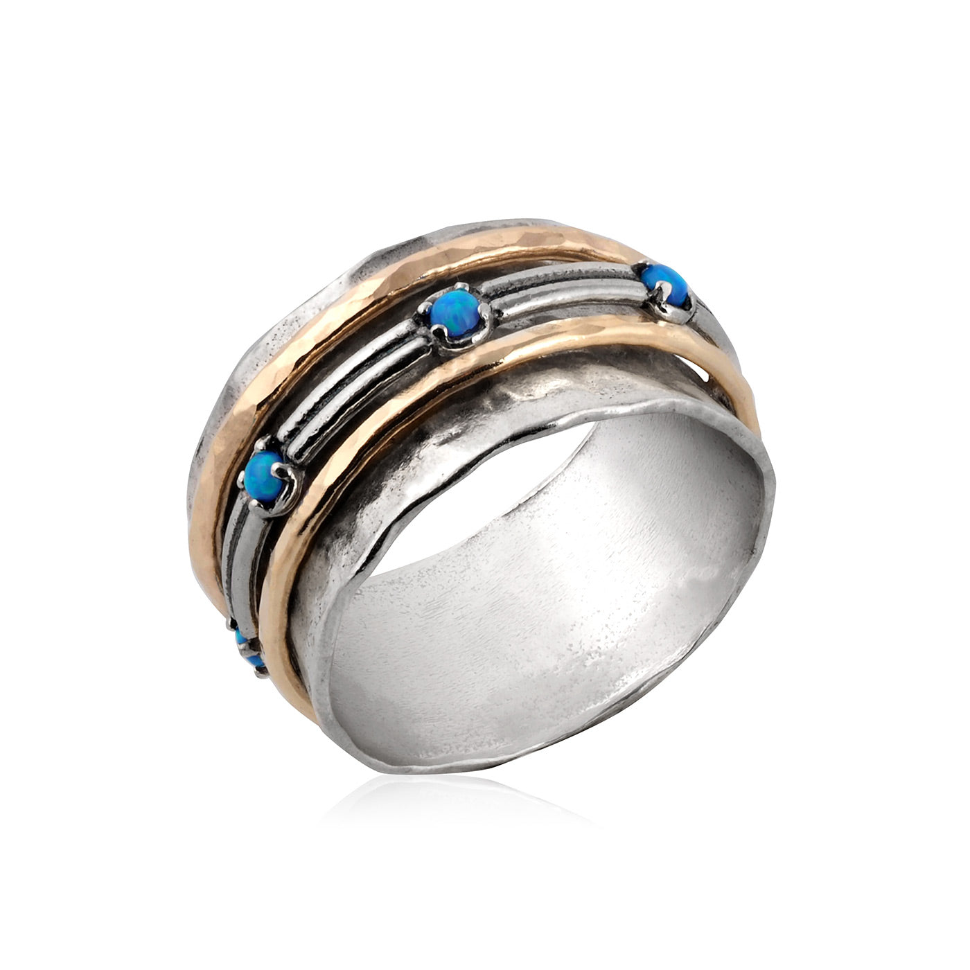 Silver and Gold Filled Ring with Opal