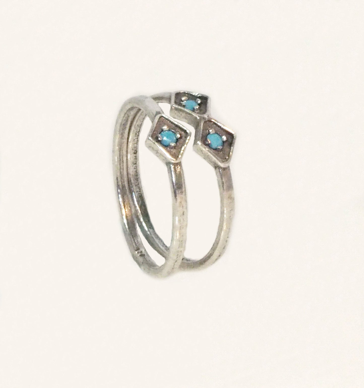 Silver Stack Ring with Turquoise