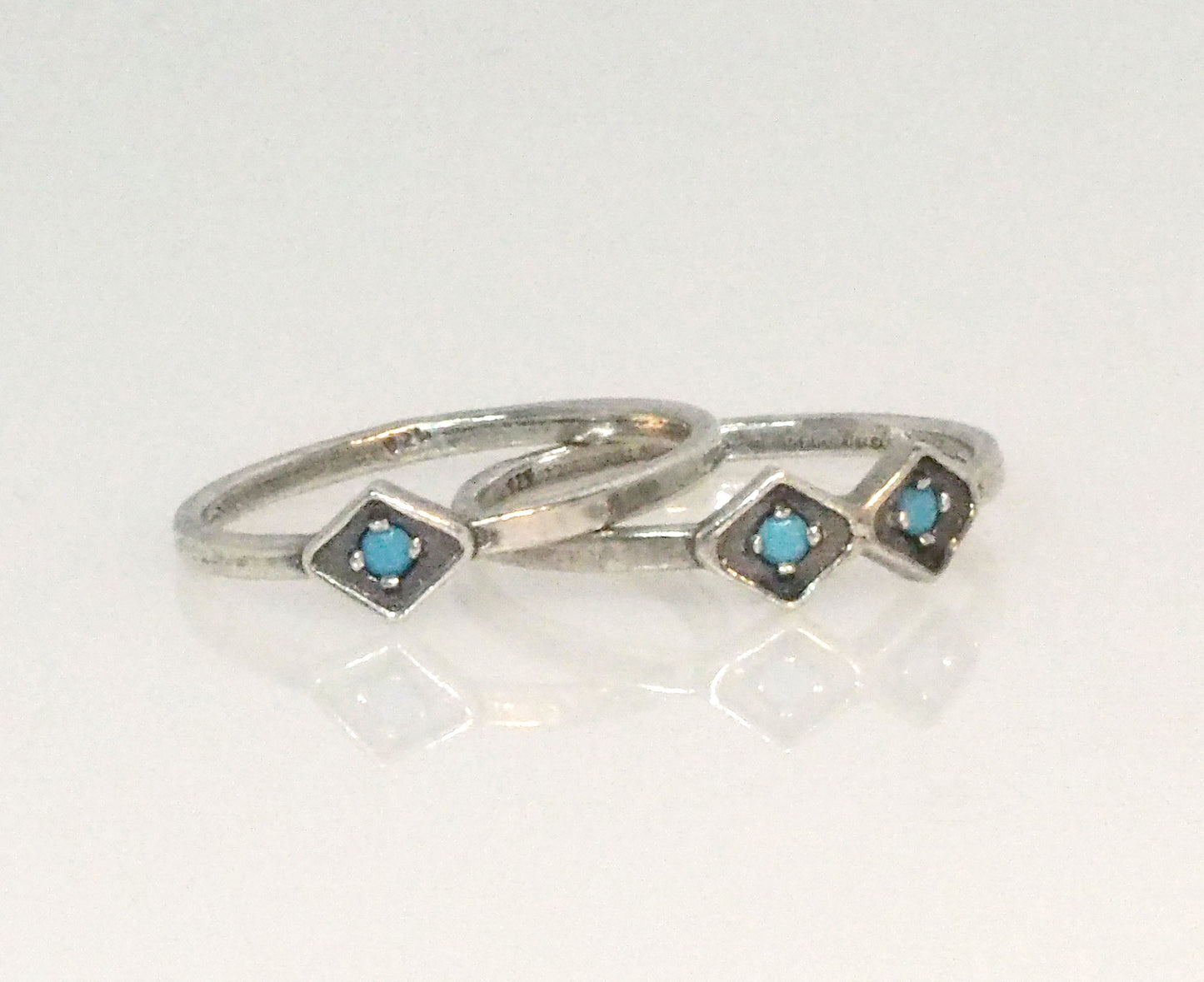 Silver Stack Ring with Turquoise