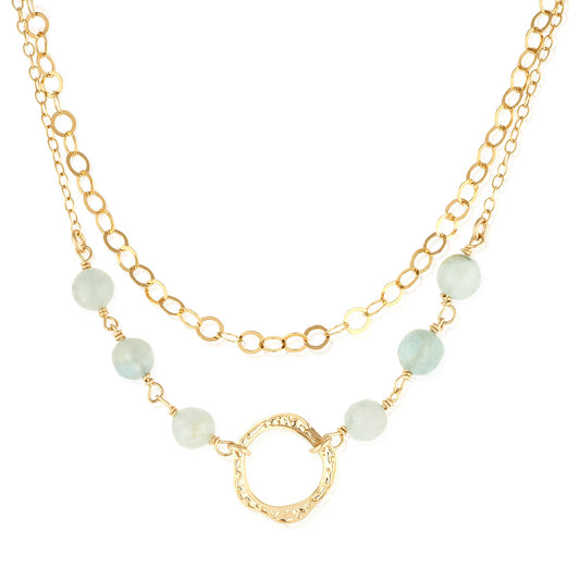 Gold Filled Necklace with Aquamarine
