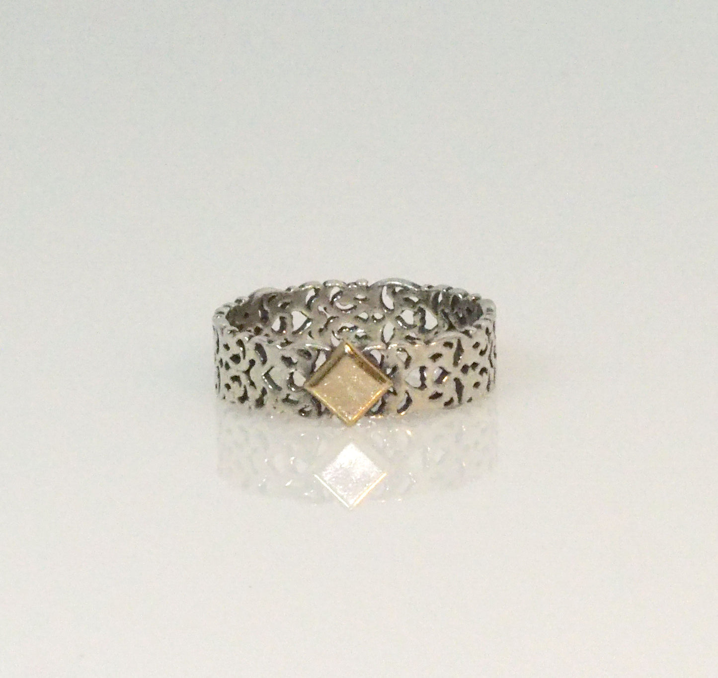 Silver And 9K Gold Ring