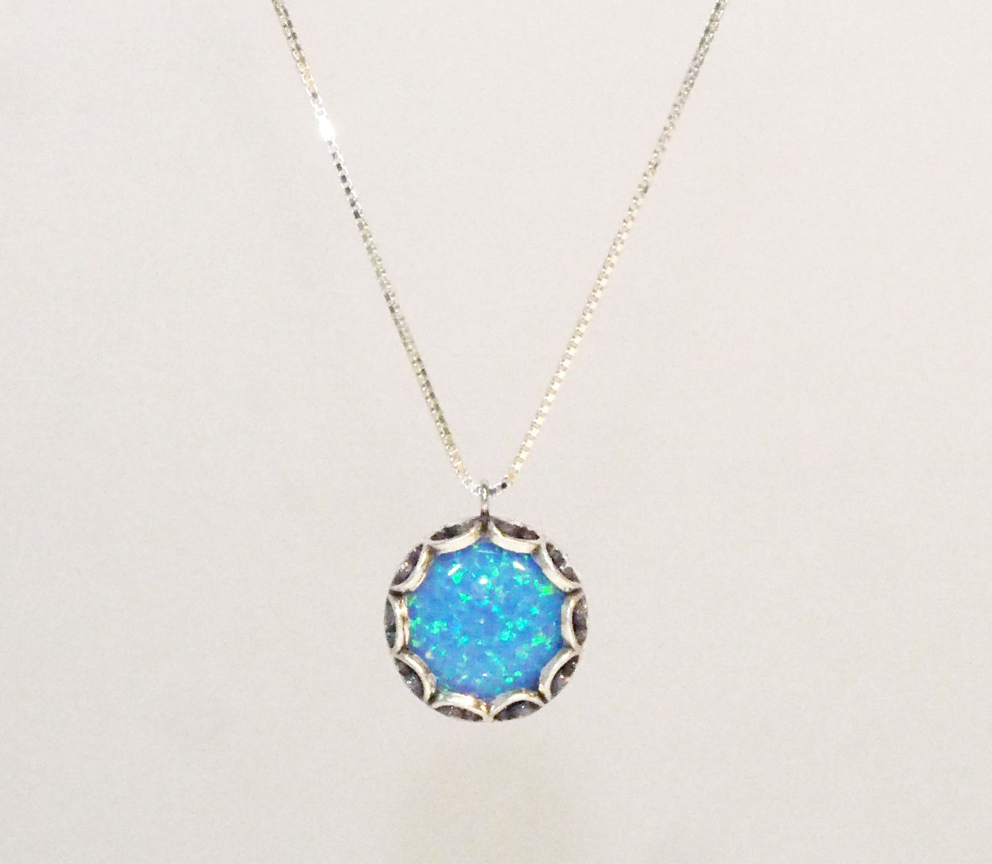 Silver Necklace with Opal