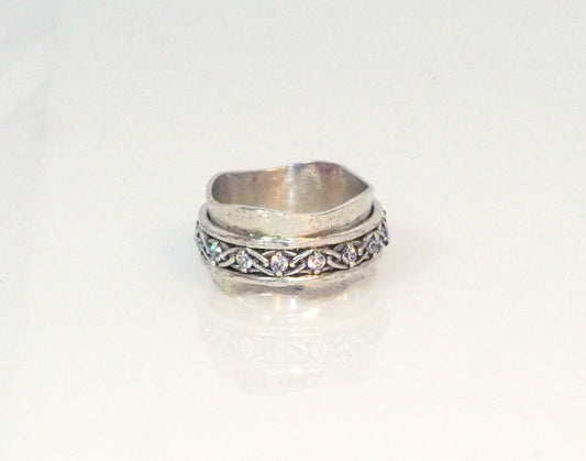 Silver Spinning Ring with Zircon