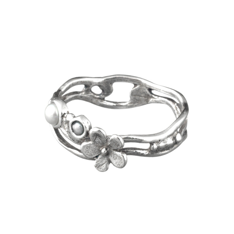 Stackable Silver Ring with Pearl