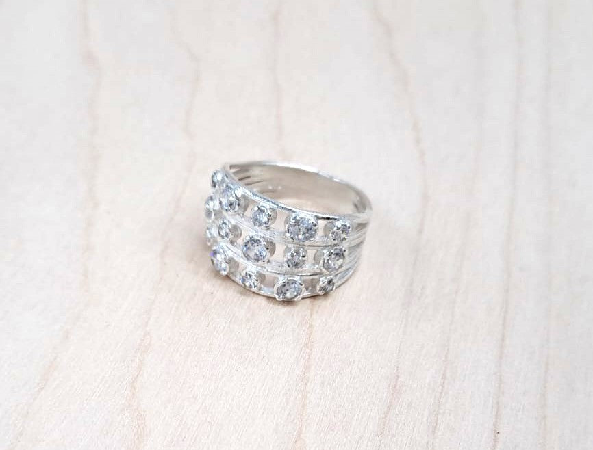 SILVER RING, CZ 2, 3 MM