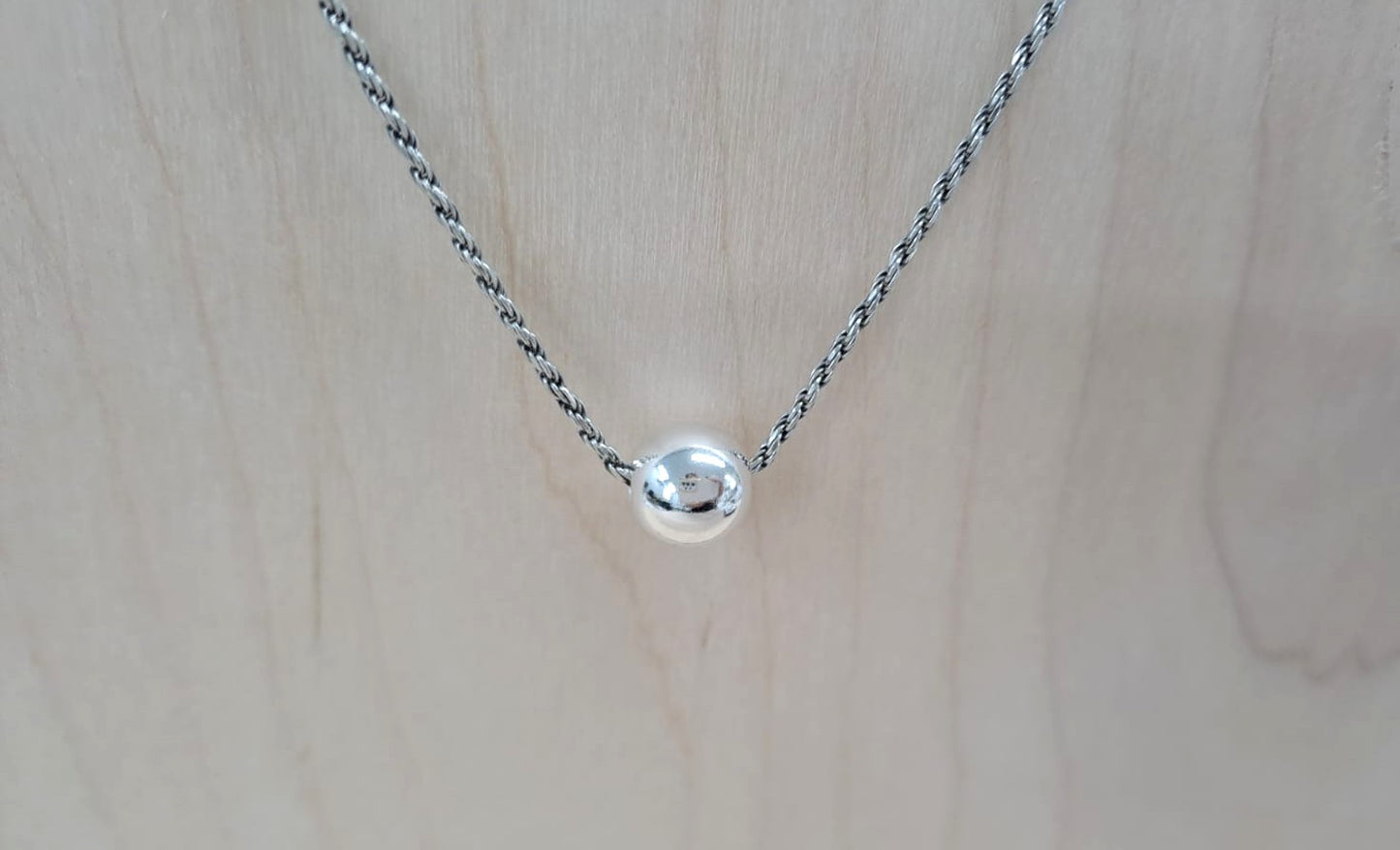 SILVER ROPE CHAIN, 8MM SILVER BALL
