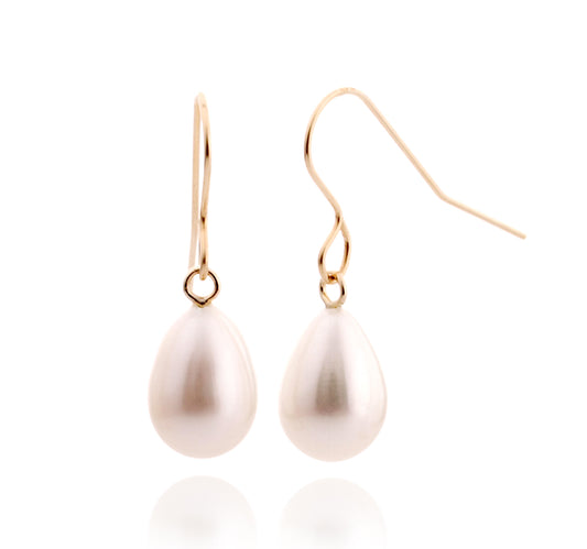 14K Gold Earrings with White Pearl