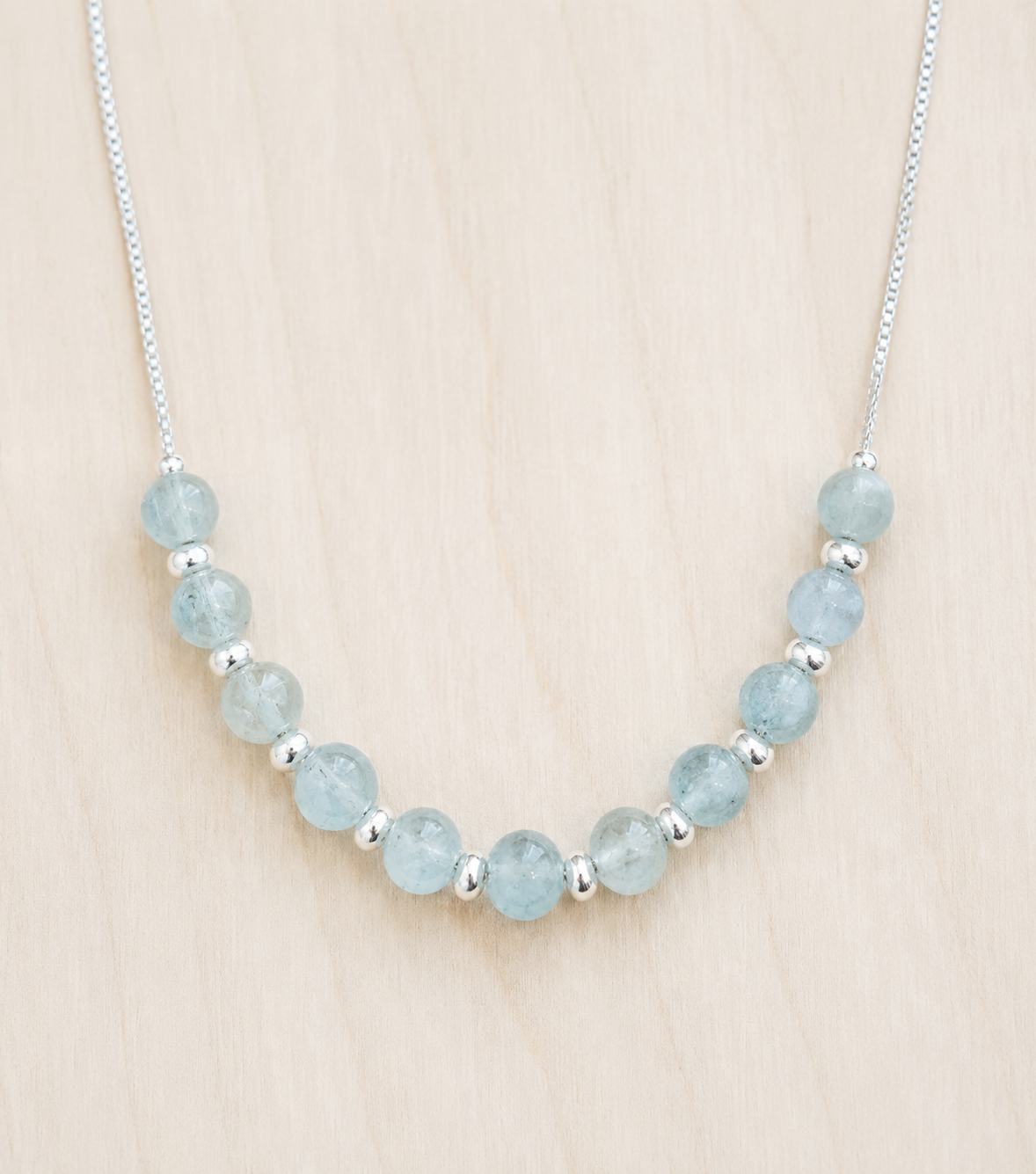 Milky Aquamarine silver necklace