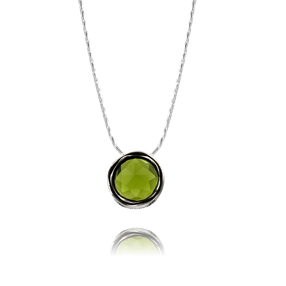 Silver Necklace with Peridot