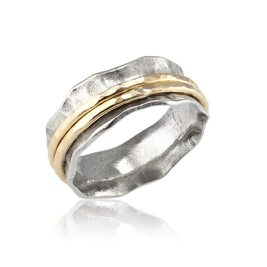 Silver Spinning Ring with 2 Goldfilled bands
