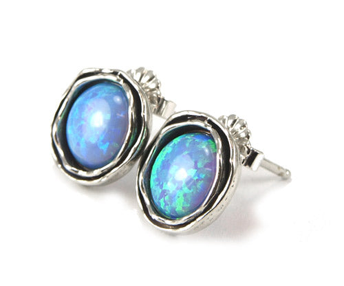 Silver and Opals Earrings