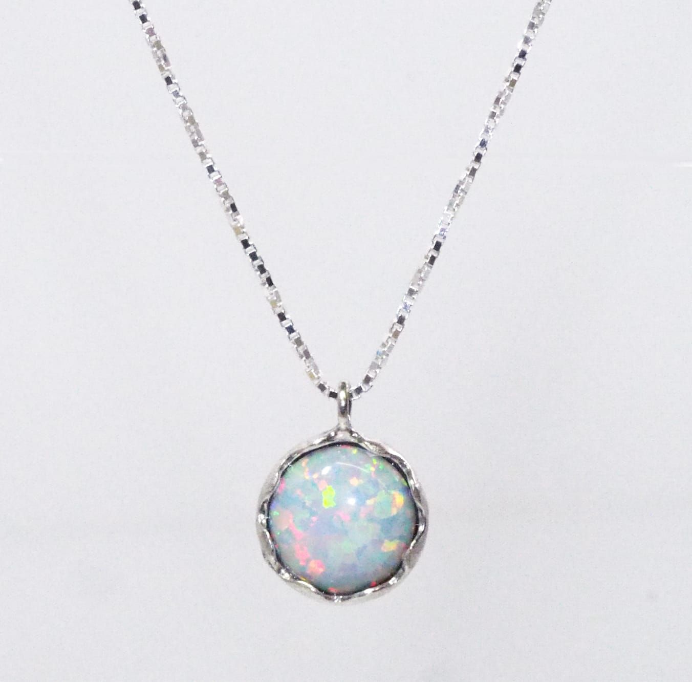 Silver Necklace with Opal