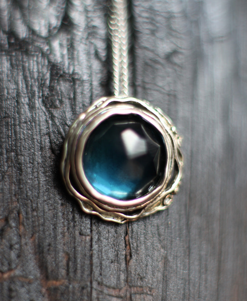 Silver Necklace with Blue Topaz