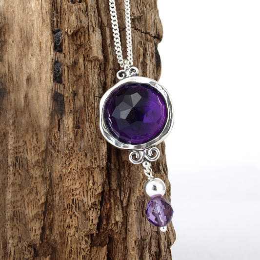 Silver Necklace with Amethyst