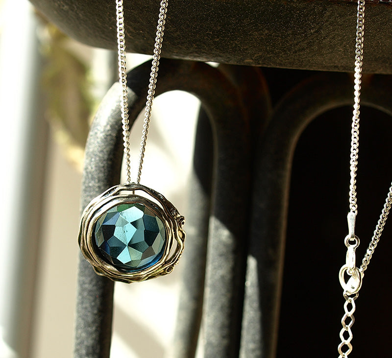 Silver Necklace with Blue Topaz