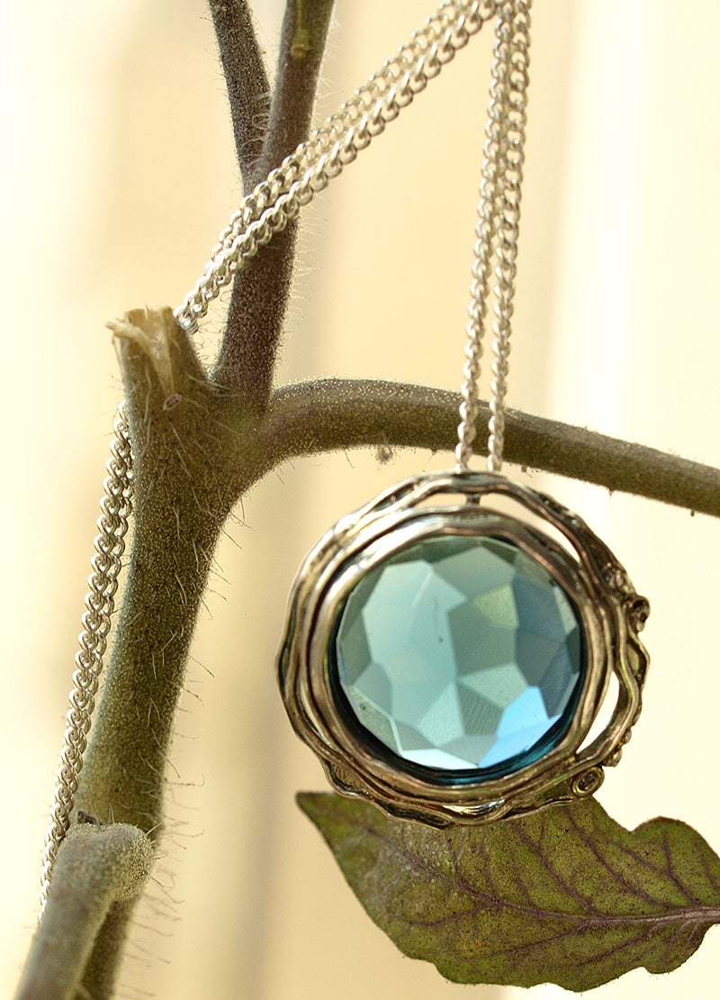 Silver Necklace with Blue Topaz